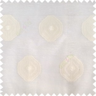 Beige cream white color traditional designs circles texture finished polyester transparent base fabric sheer curtain